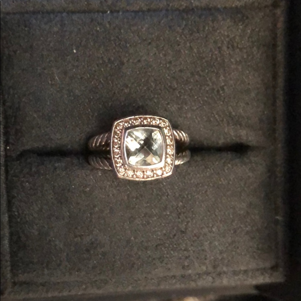 David Yurman Petite Albion prasiolite/diamond ring